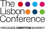 Logotipo do The Lisbon Conference. O mesmo é composto pelo nome e por "Portuguese Competition Authority". Tem ainda sete bolas, cada uma de uma cor: vermelho, roxo, azul-claro, cor-de-rosa, cor-de-laranja, azul-escuro e verde-claro.